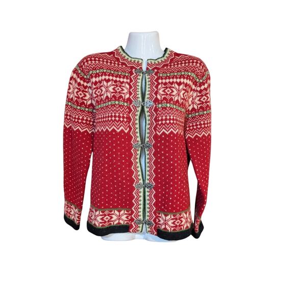 Susan Bristol Wool Red Women Sweater Cardigan Size S - Picture 6 of 6